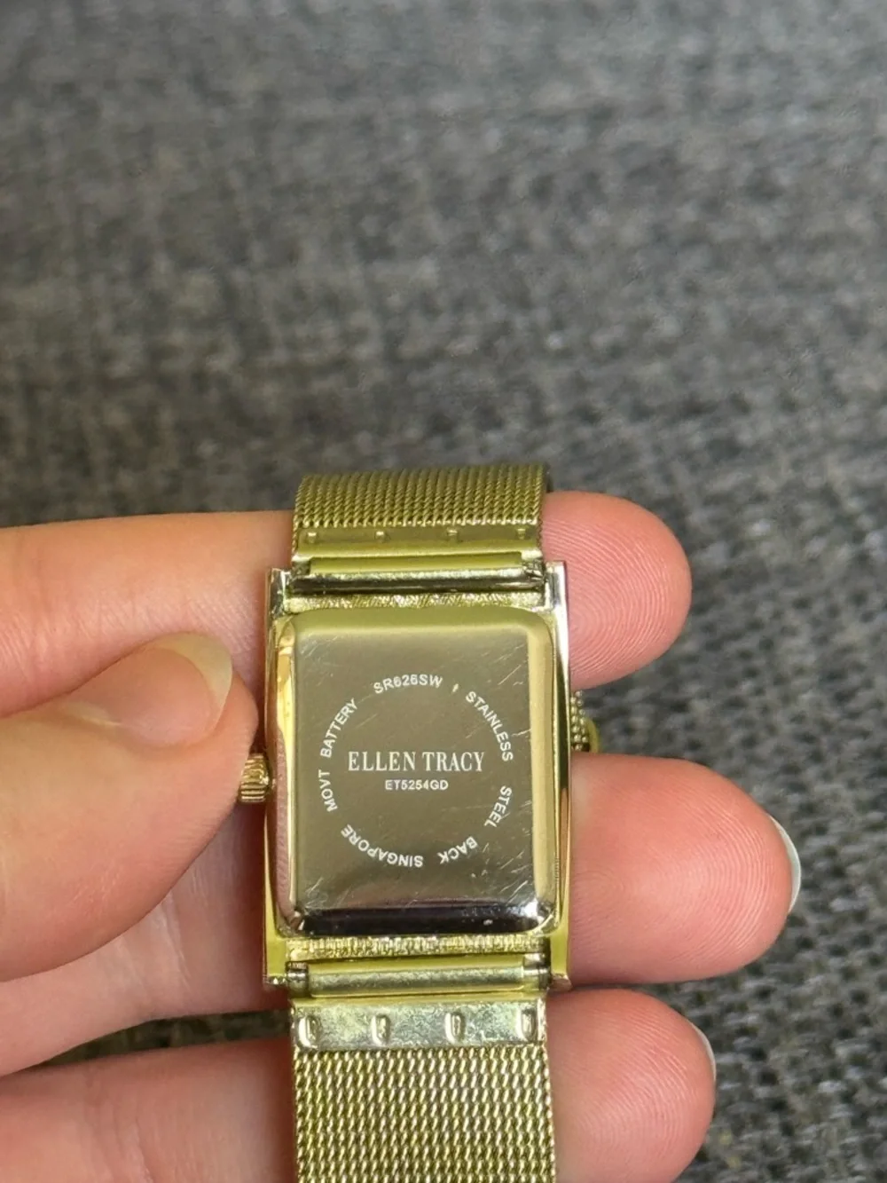 Ellen Tracy Gold Rectangular Mesh Watch - Picture 6 of 6